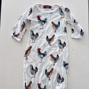 Milkbarn Chicken and Rooster baby pajamas Sleep gown 0-3 months